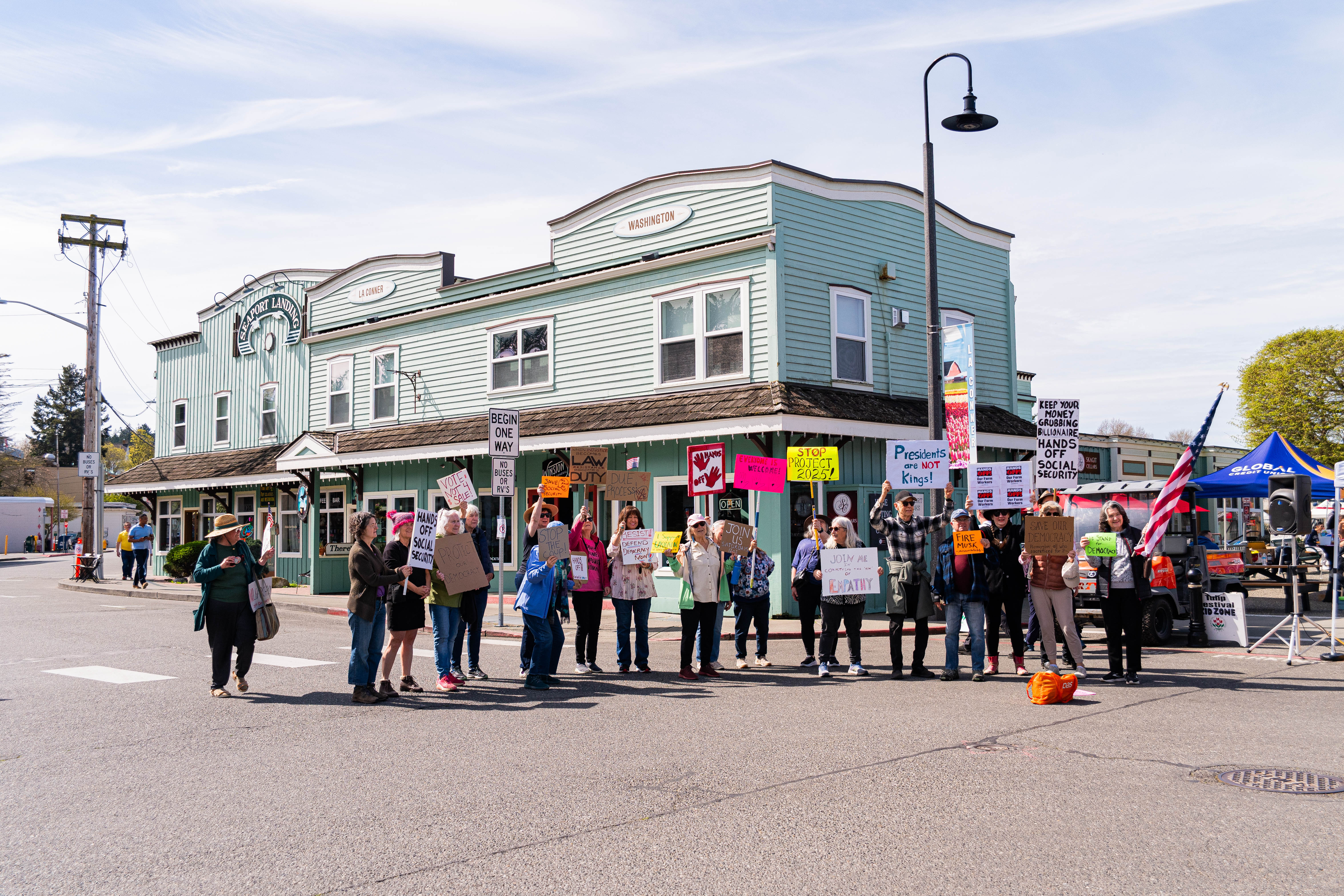 La Conner protesters join nationwide rally against Trump policies