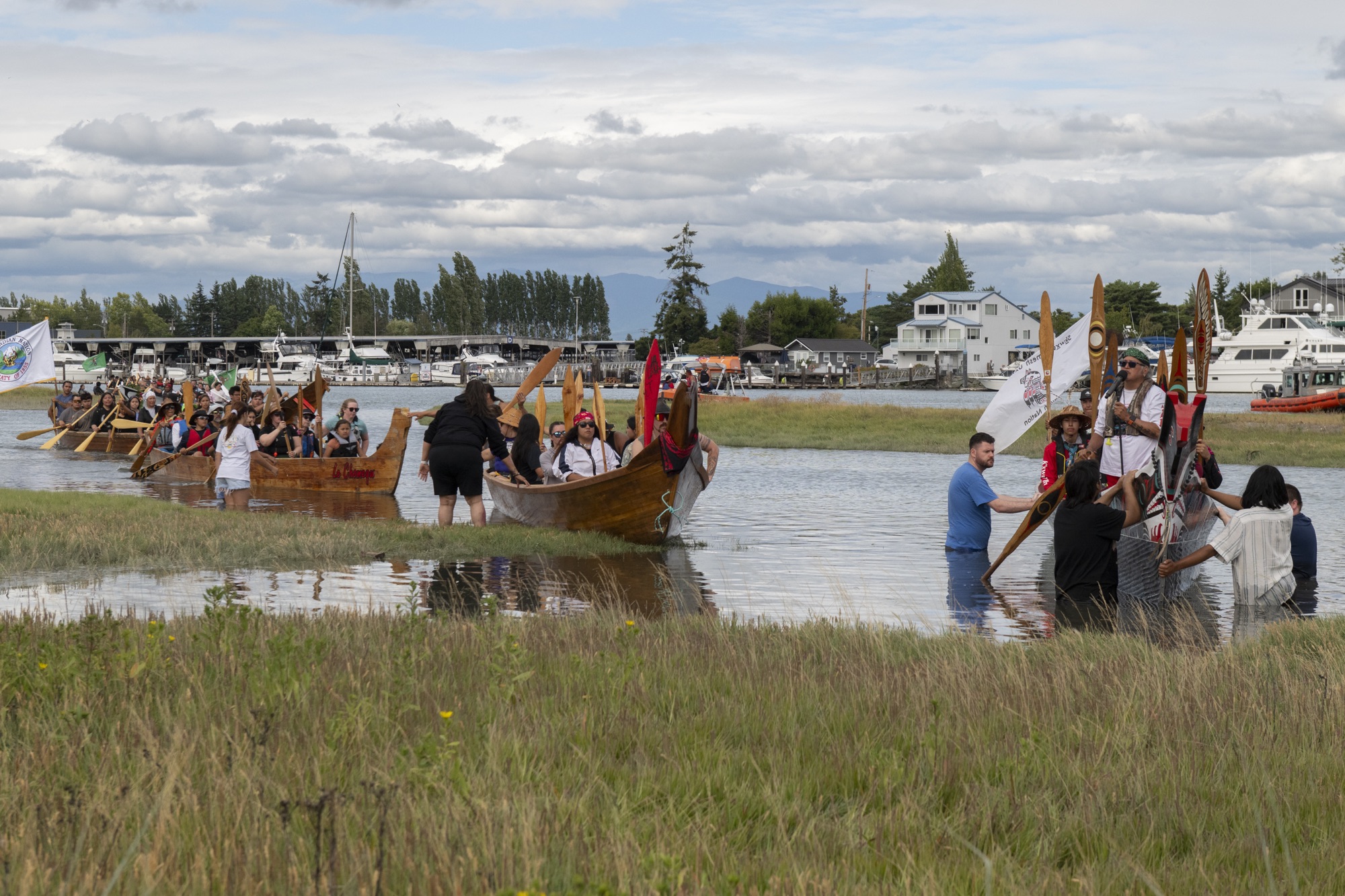 Rough waters, warm welcome: Canoe families land at Swinomish en route to Nisqually